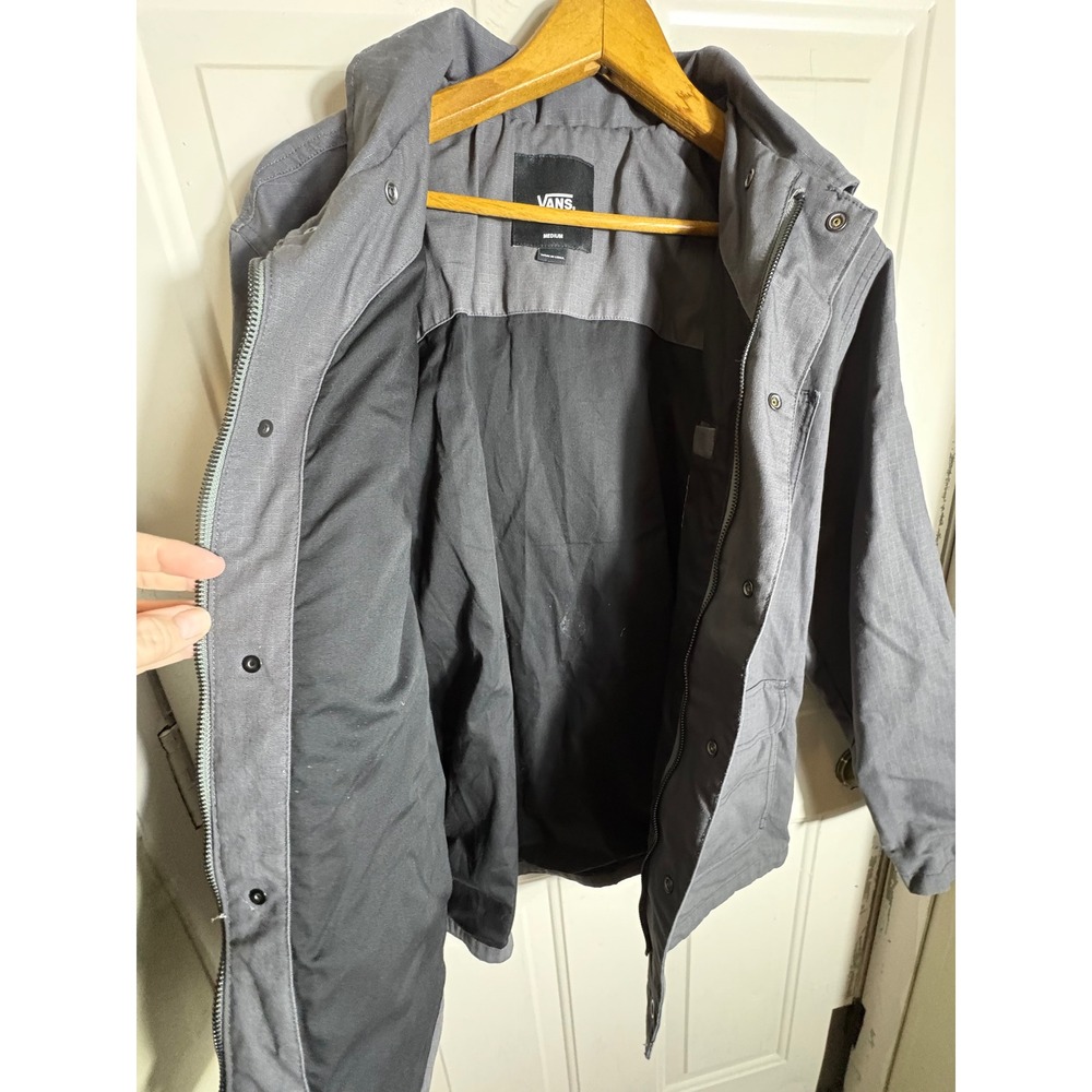 Vans Off The Wall Ripstop Field Jacket Mens Medium Grey Invisible Stowaway Hood - Picture 10 of 15
